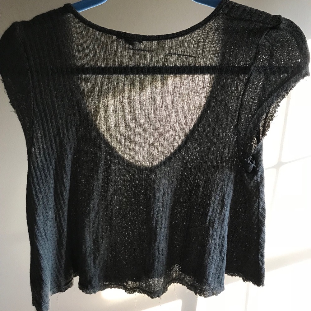 URBAN OUTFITTERS Green Distressed Crop Top Sz MED - Picture 5 of 5